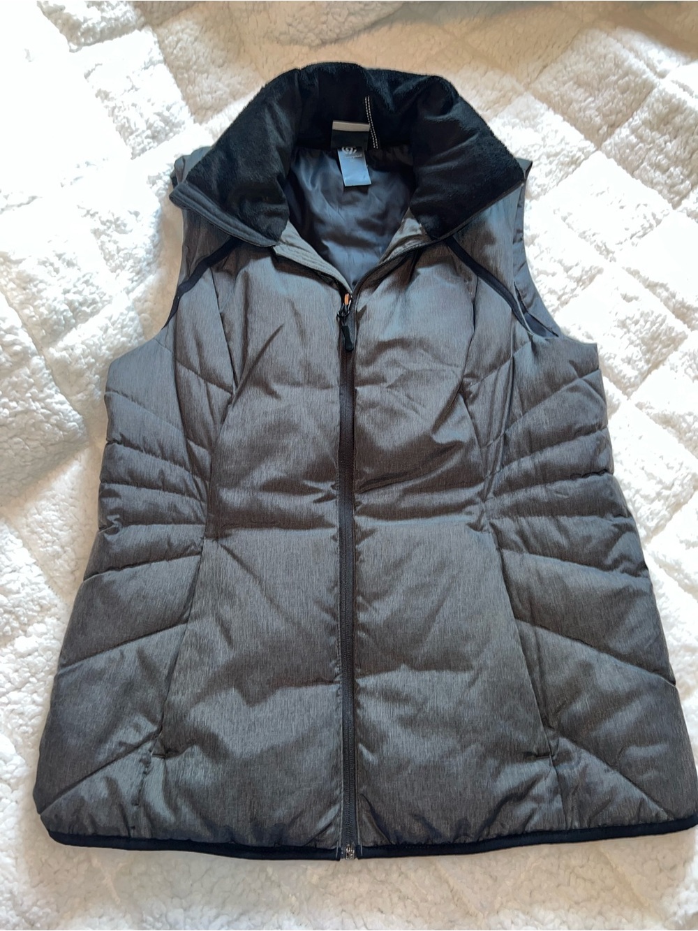 Champion Gray Quilted Puffer Vest with High Collar